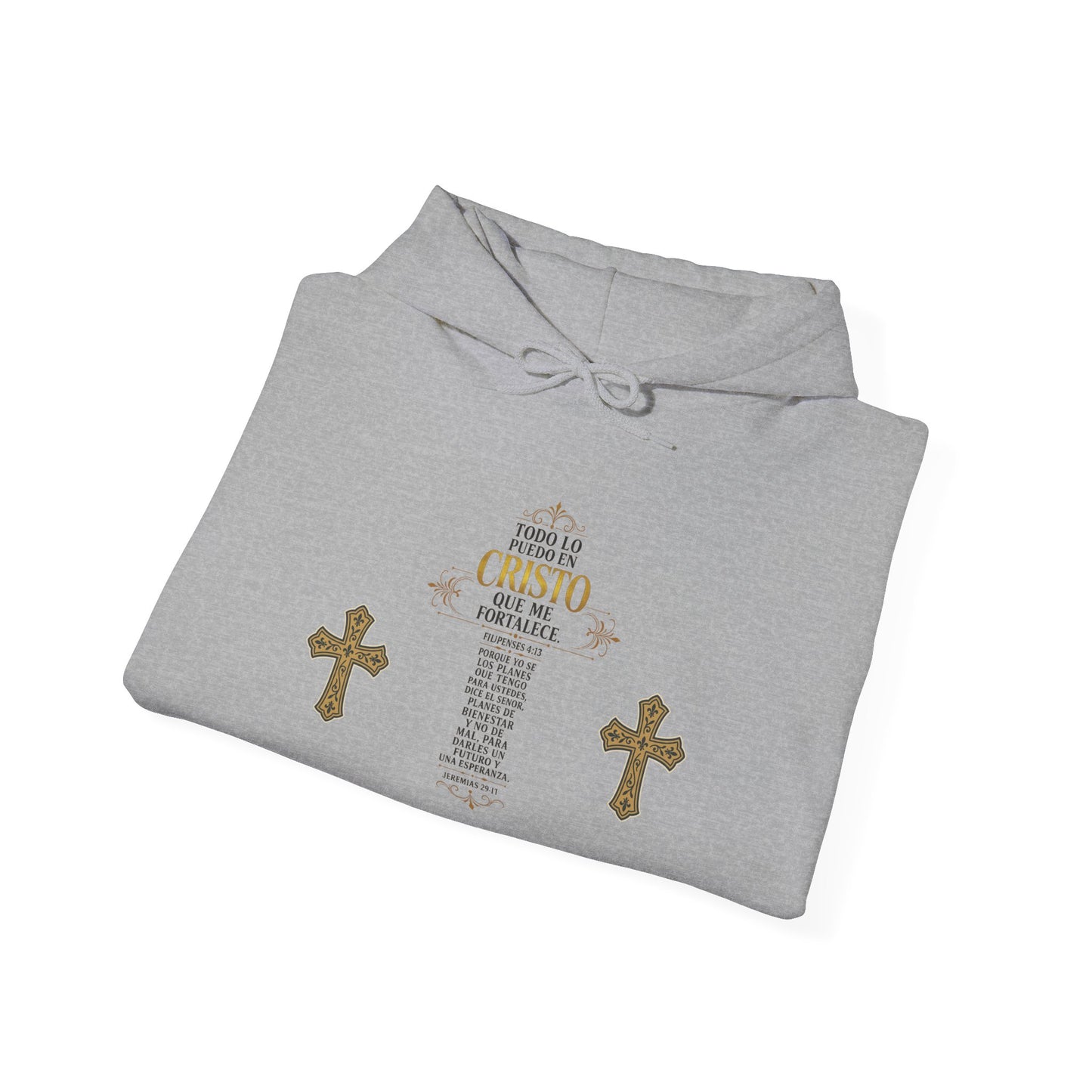 Religious Cross Graphic Hoodie — Inspirational Scripture Print