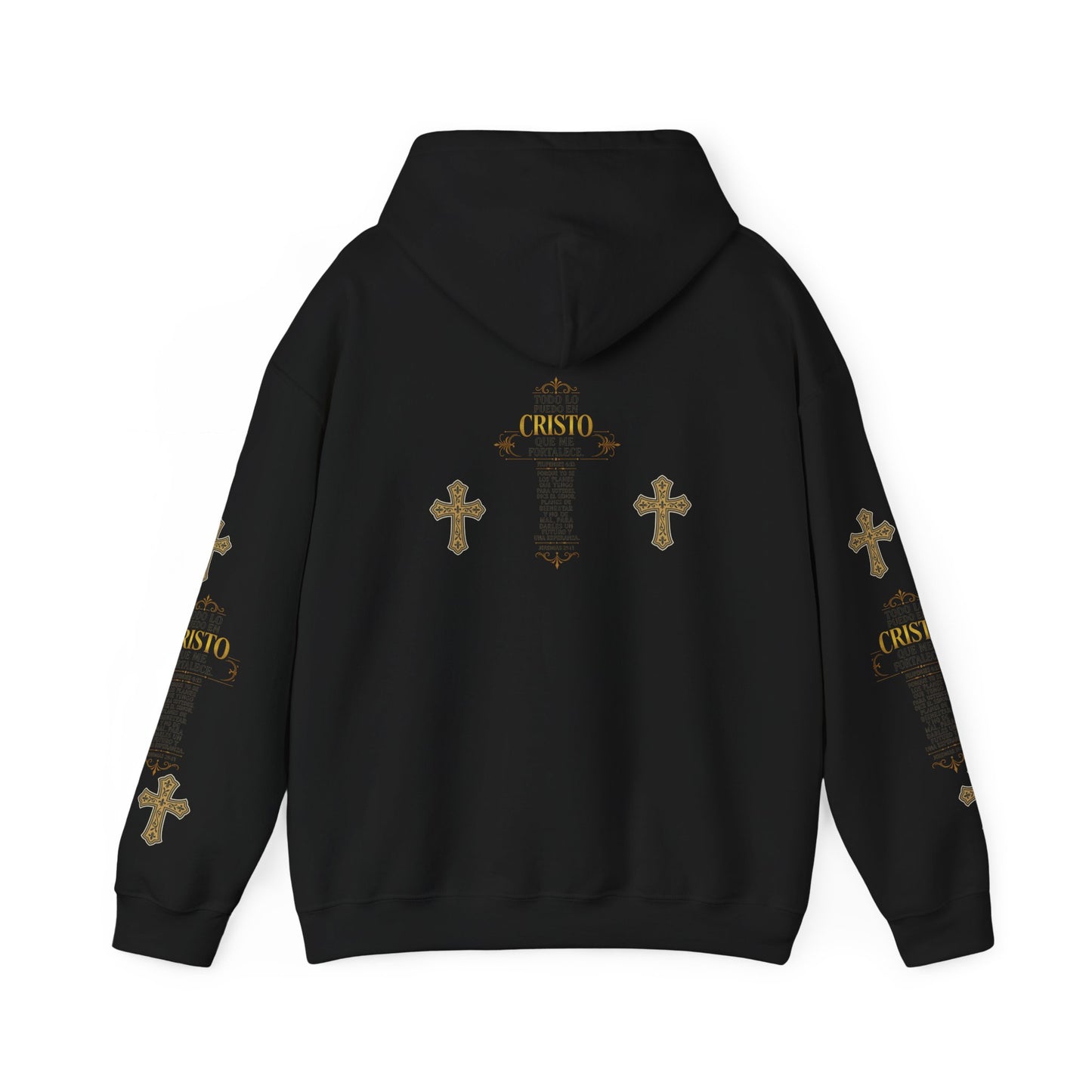 Religious Cross Graphic Hoodie — Inspirational Scripture Print