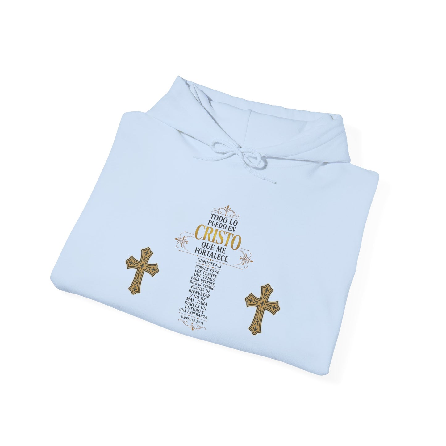 Religious Cross Graphic Hoodie — Inspirational Scripture Print