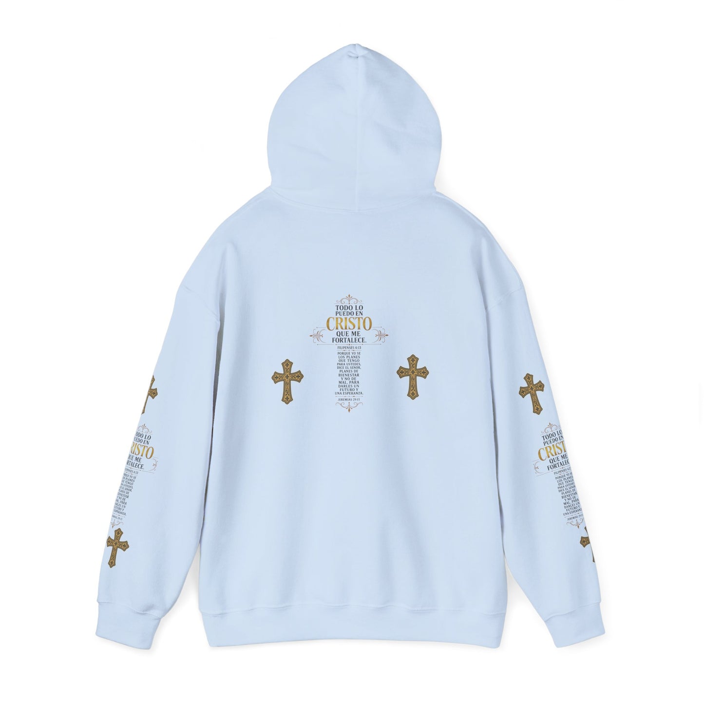 Religious Cross Graphic Hoodie — Inspirational Scripture Print