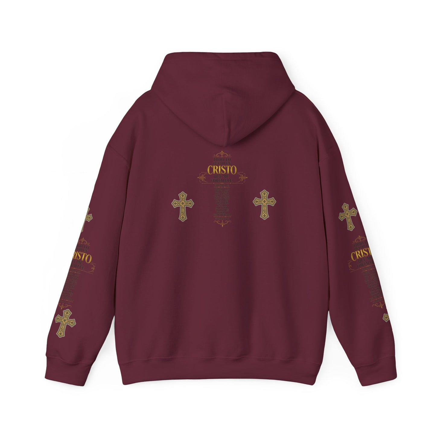 Religious Cross Graphic Hoodie — Inspirational Scripture Print