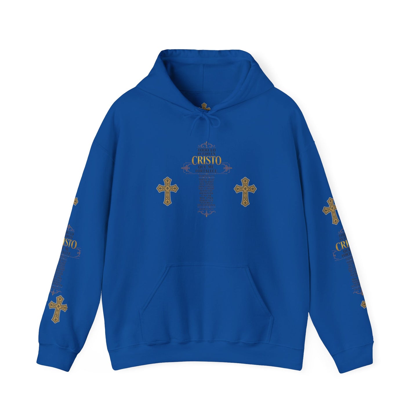 Religious Cross Graphic Hoodie — Inspirational Scripture Print