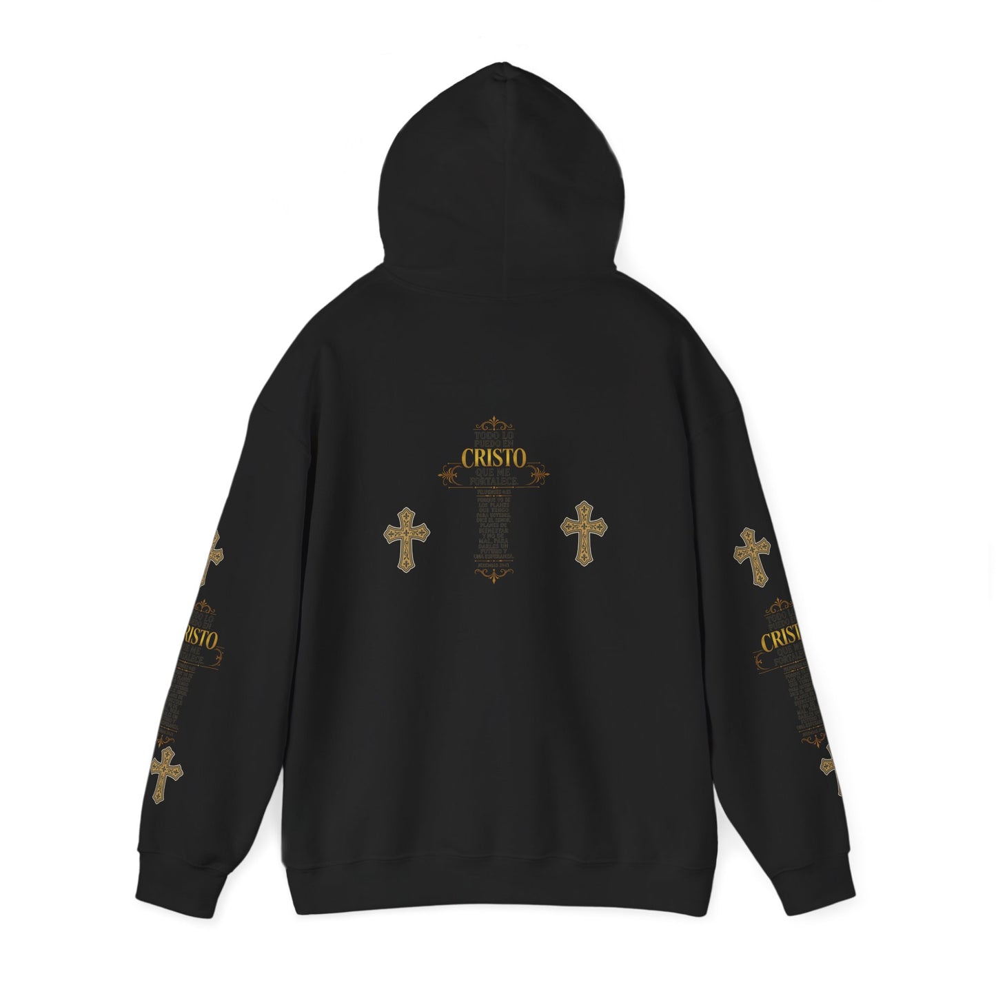 Religious Cross Graphic Hoodie — Inspirational Scripture Print