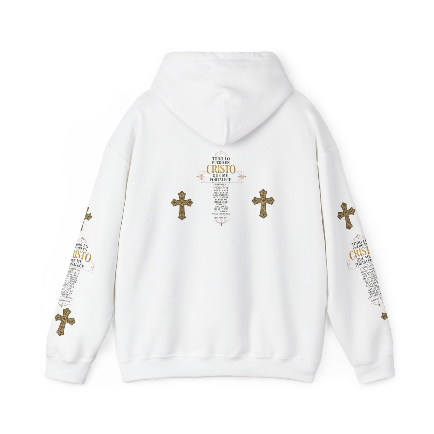 Religious Cross Graphic Hoodie — Inspirational Scripture Print