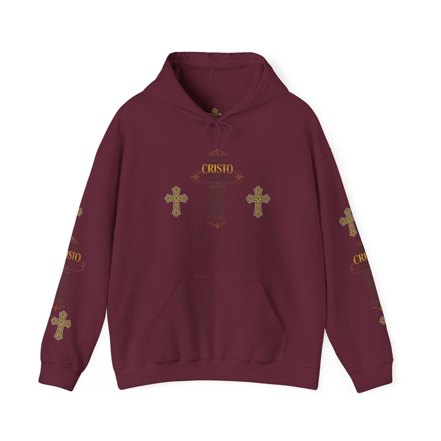 Religious Cross Graphic Hoodie — Inspirational Scripture Print