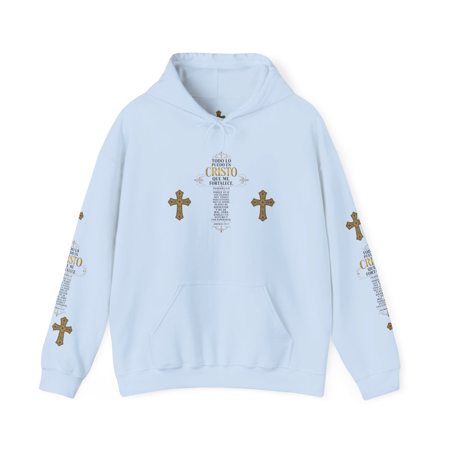Religious Cross Graphic Hoodie — Inspirational Scripture Print