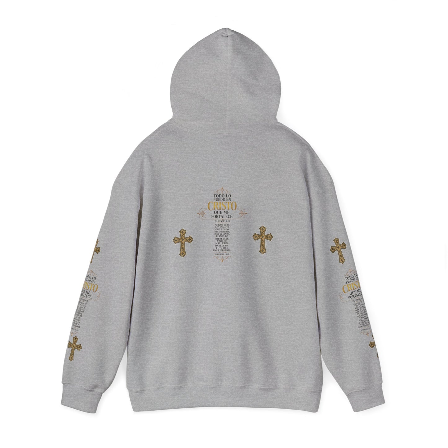Religious Cross Graphic Hoodie — Inspirational Scripture Print
