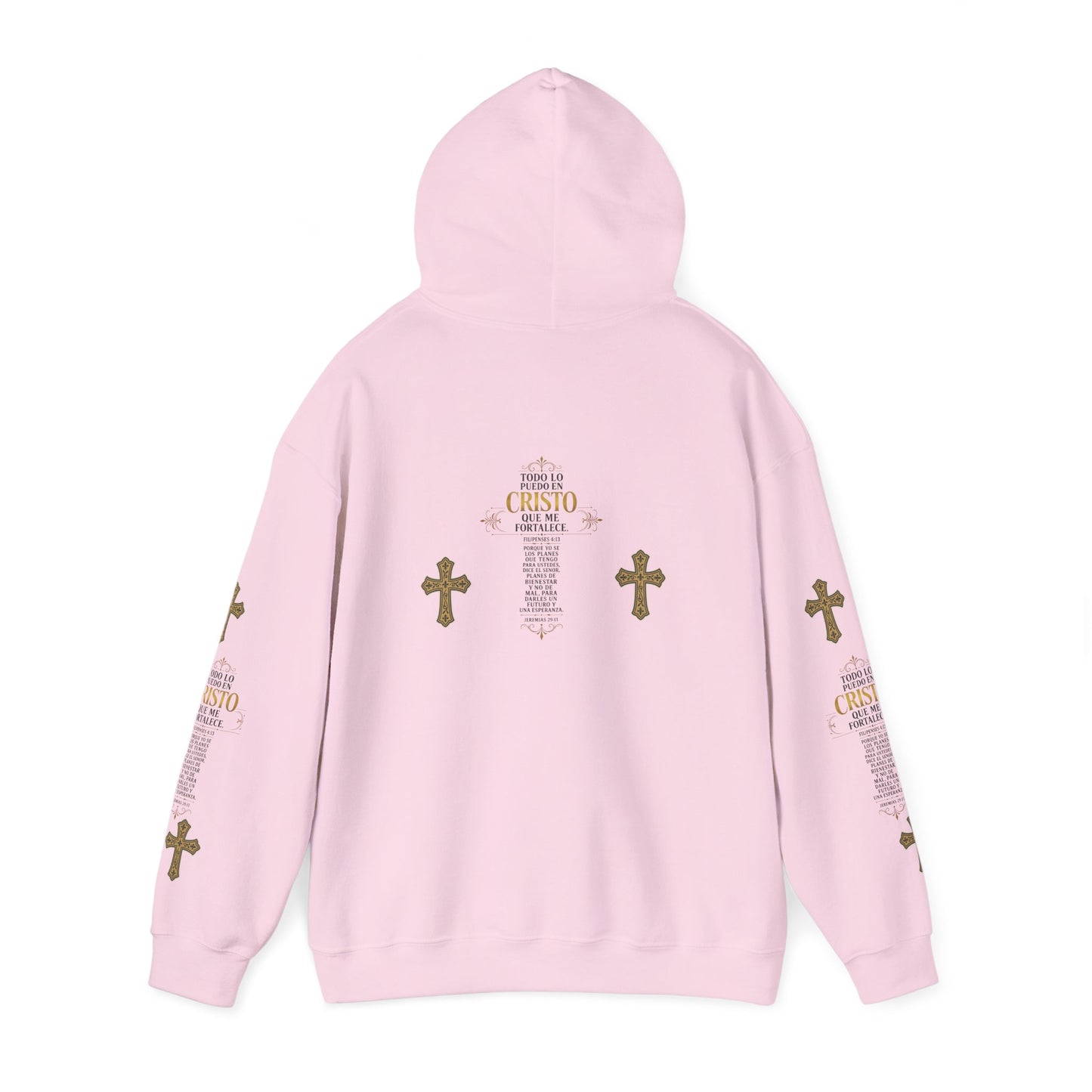 Religious Cross Graphic Hoodie — Inspirational Scripture Print