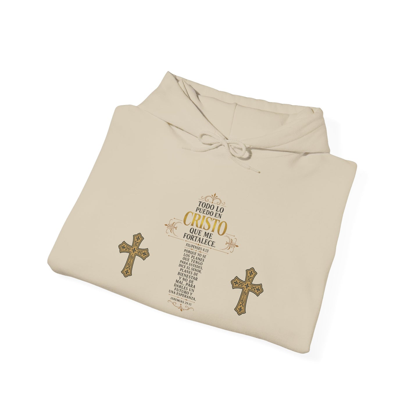 Religious Cross Graphic Hoodie — Inspirational Scripture Print