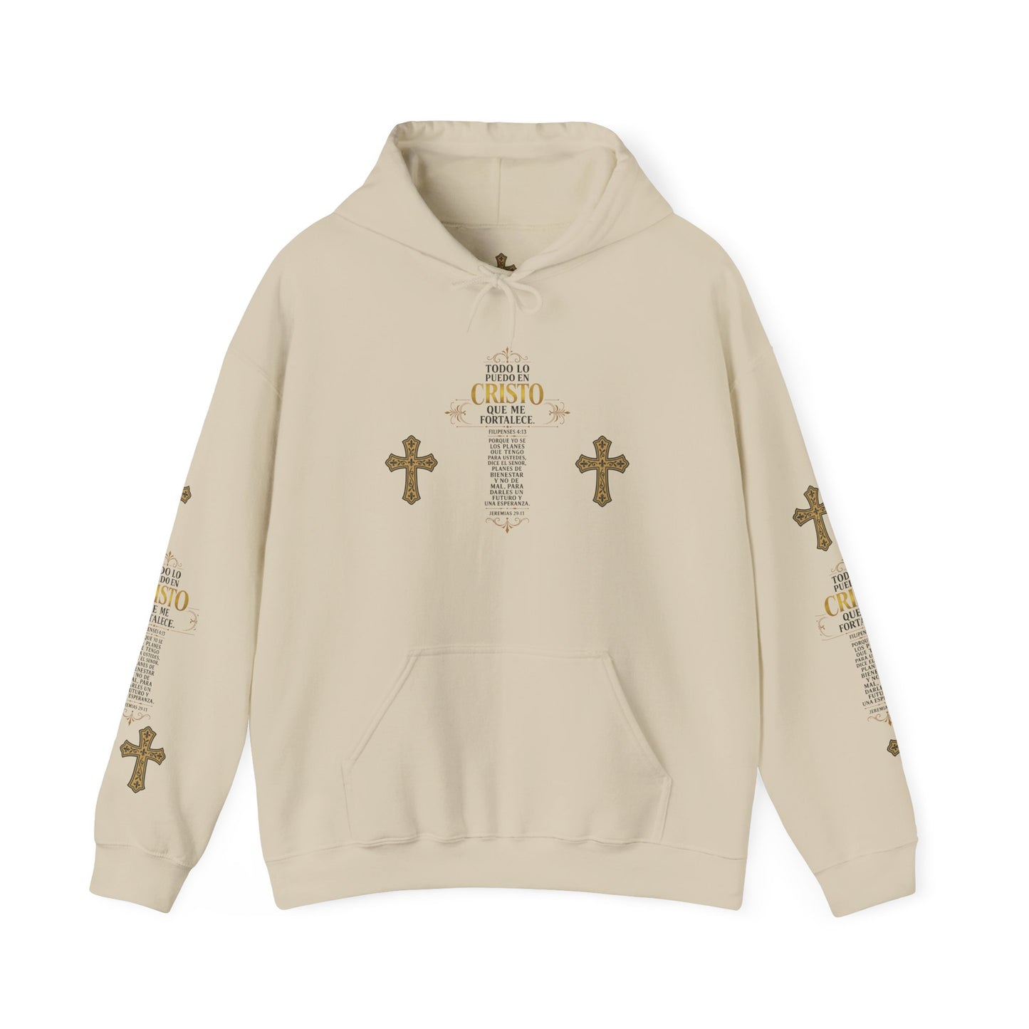 Religious Cross Graphic Hoodie — Inspirational Scripture Print