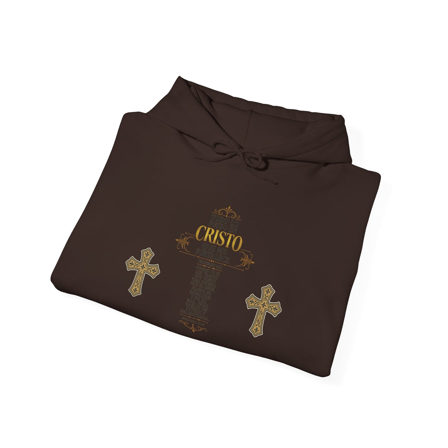 Religious Cross Graphic Hoodie — Inspirational Scripture Print