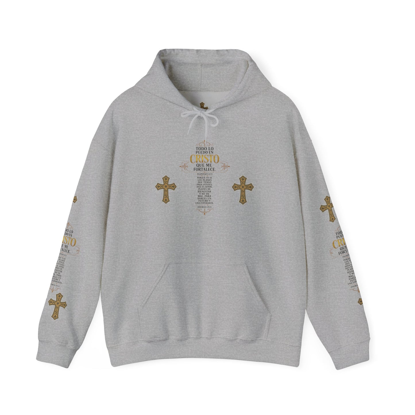 Religious Cross Graphic Hoodie — Inspirational Scripture Print