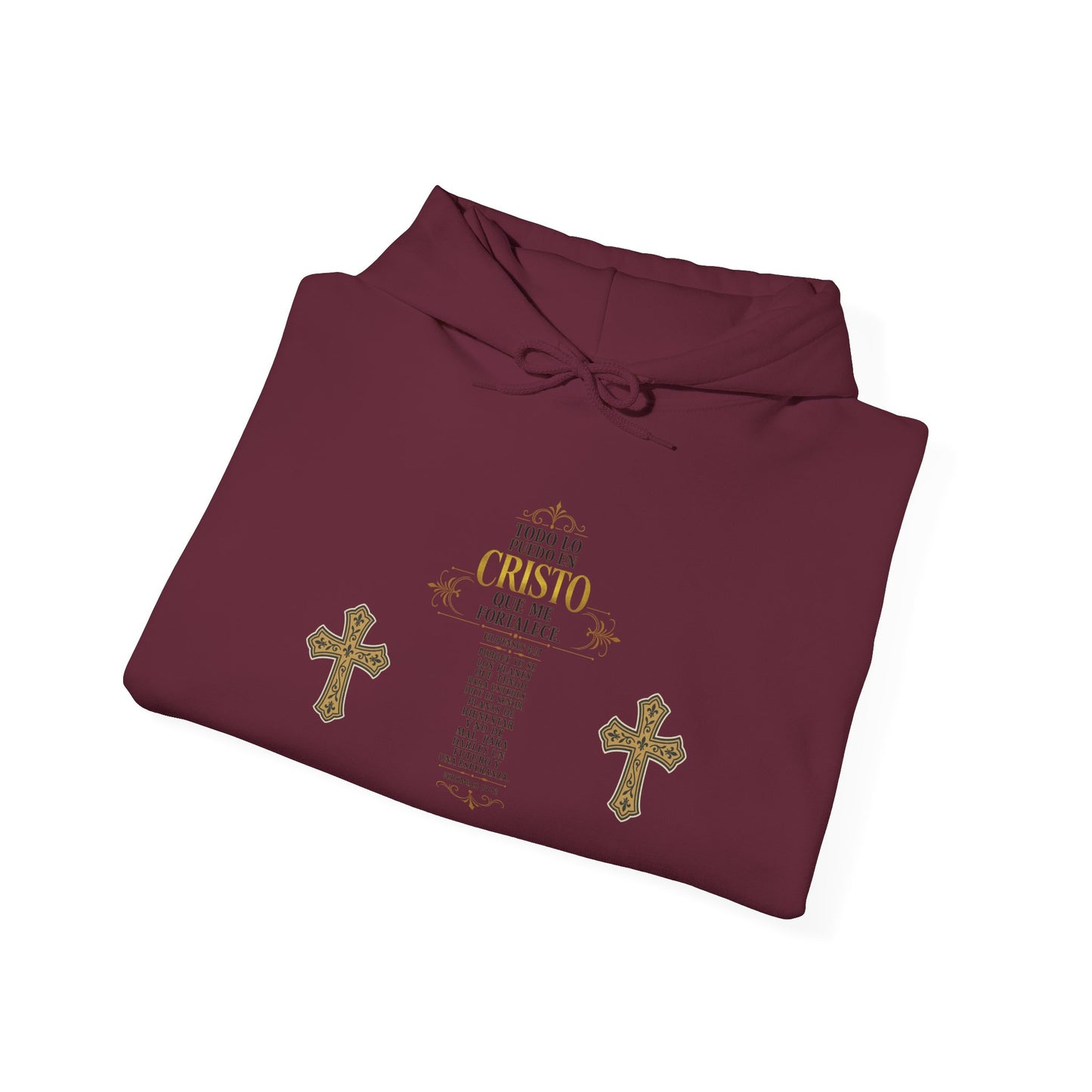 Religious Cross Graphic Hoodie — Inspirational Scripture Print