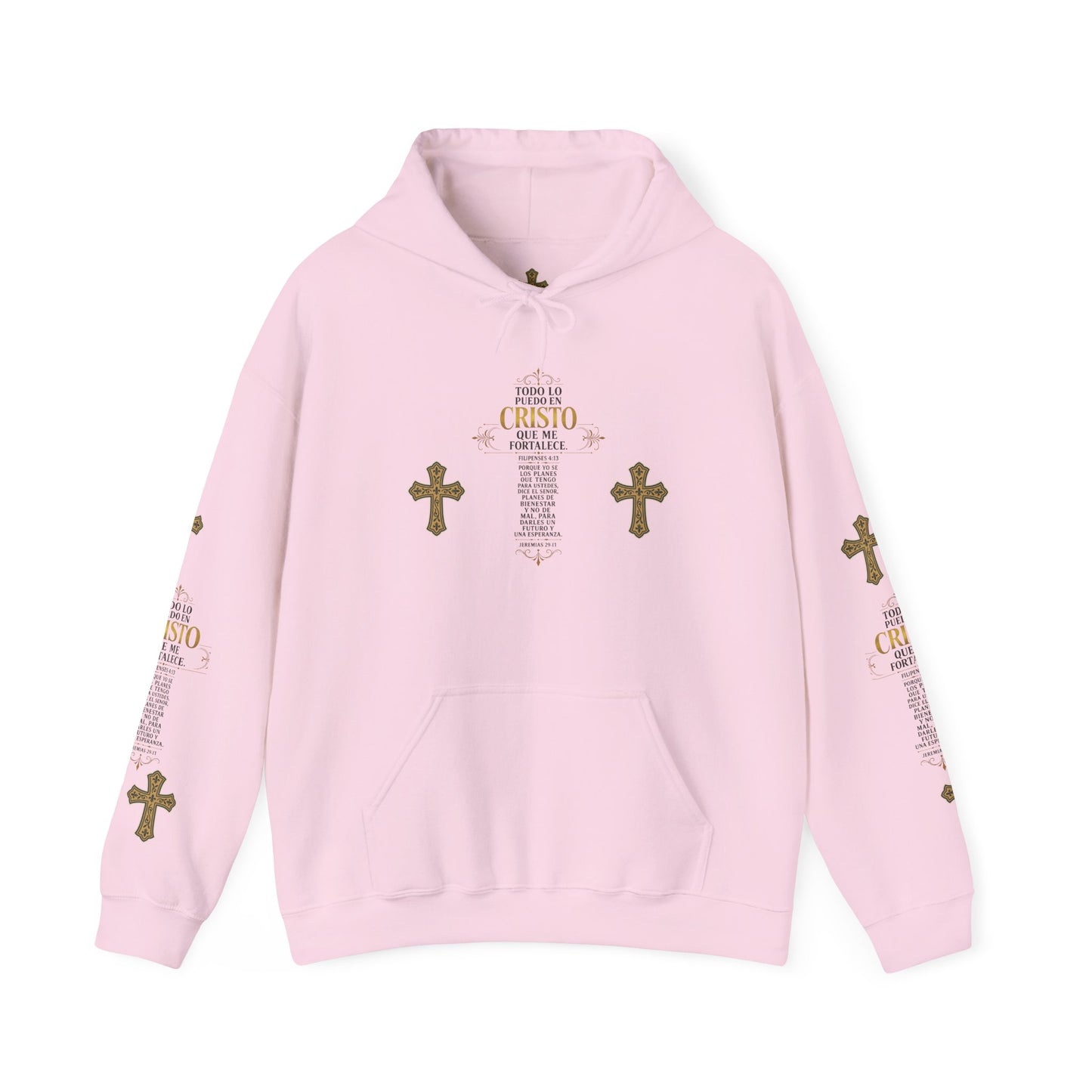 Religious Cross Graphic Hoodie — Inspirational Scripture Print