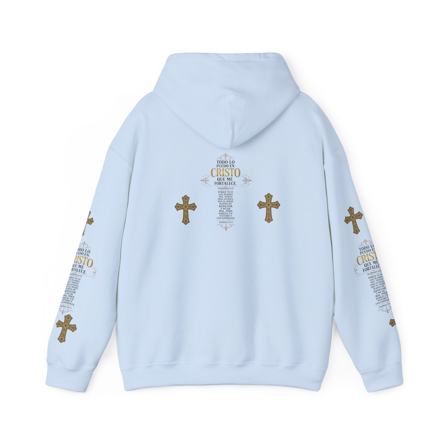 Religious Cross Graphic Hoodie — Inspirational Scripture Print