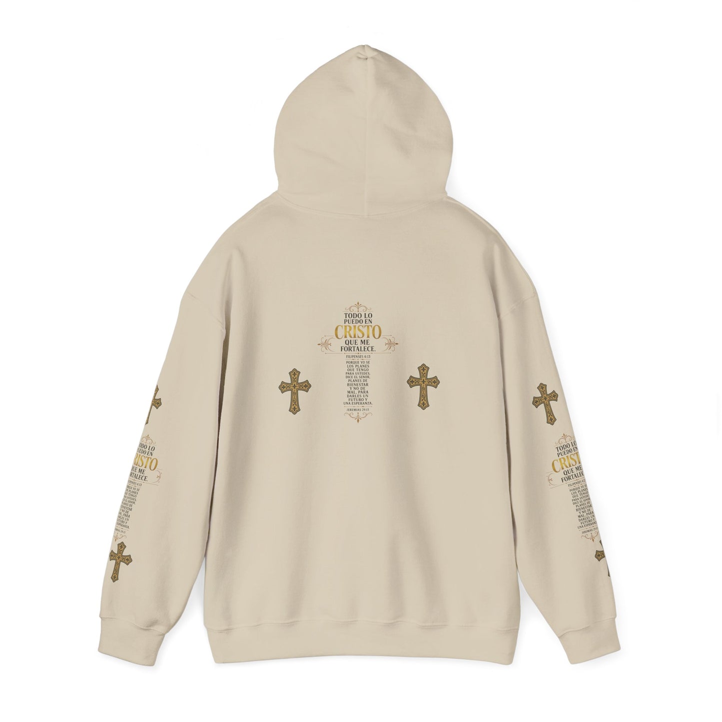 Religious Cross Graphic Hoodie — Inspirational Scripture Print