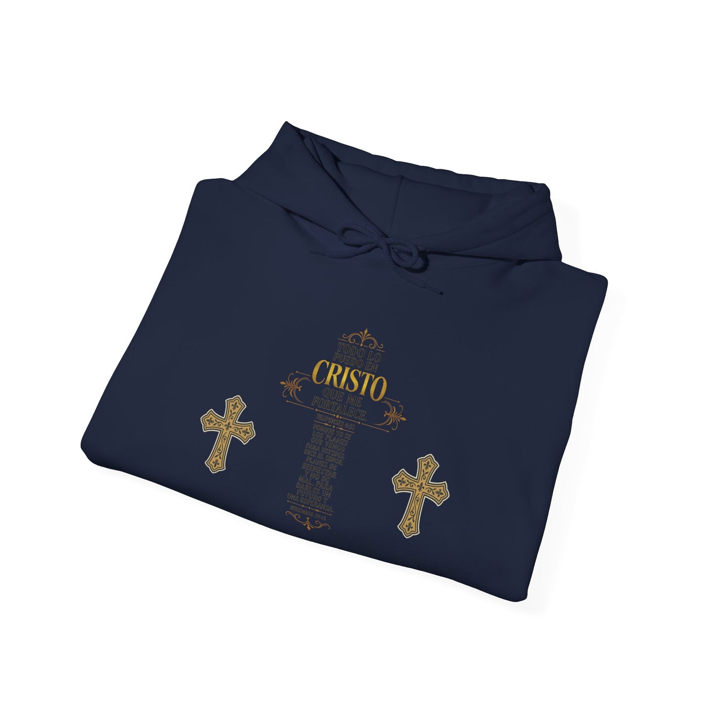 Religious Cross Graphic Hoodie — Inspirational Scripture Print
