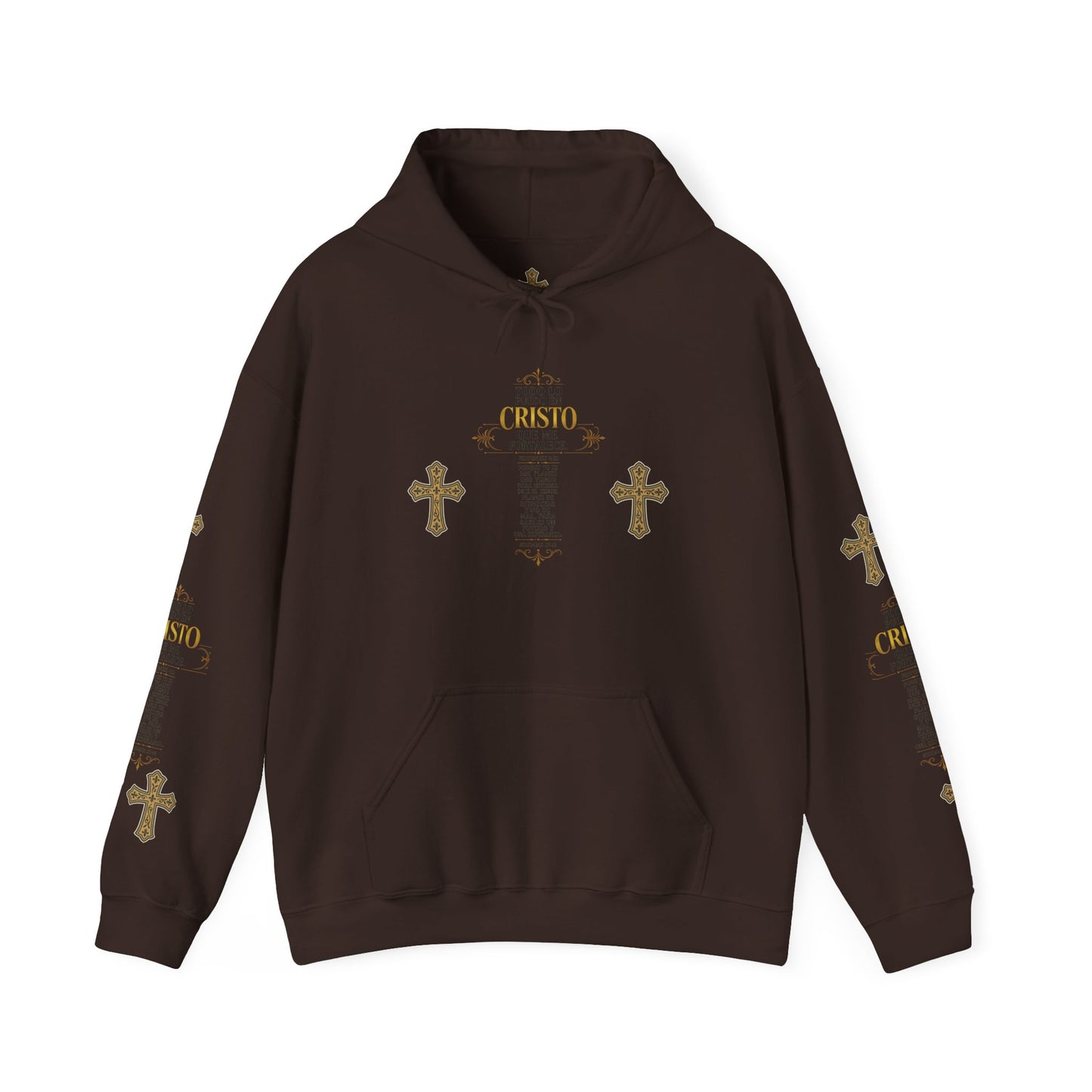Religious Cross Graphic Hoodie — Inspirational Scripture Print