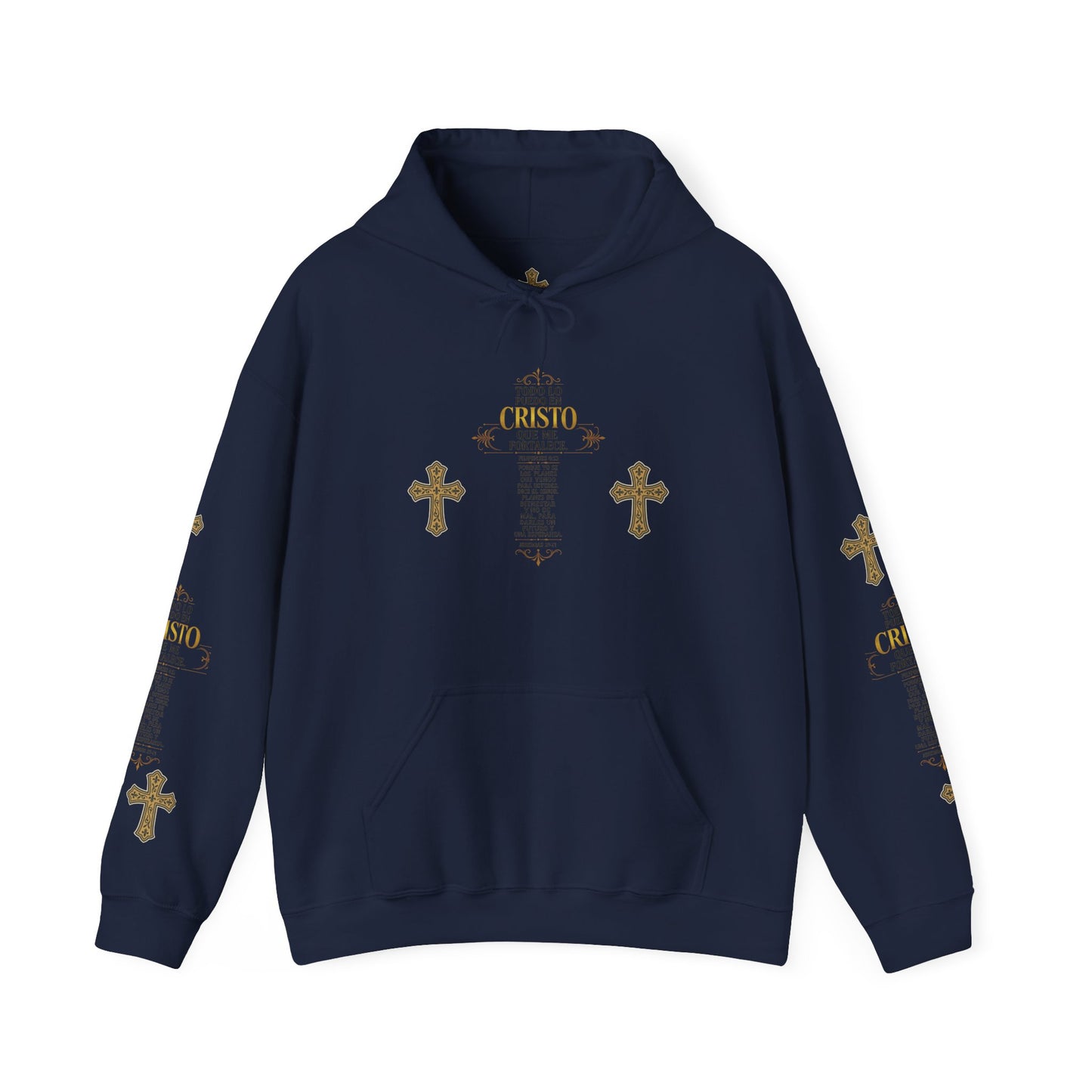 Religious Cross Graphic Hoodie — Inspirational Scripture Print