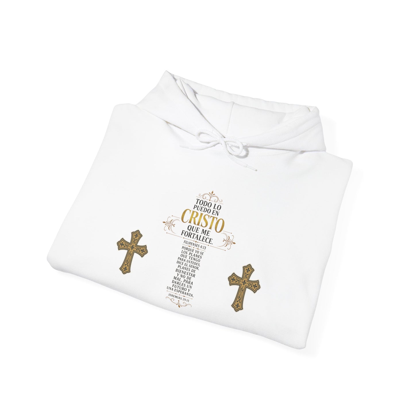 Religious Cross Graphic Hoodie — Inspirational Scripture Print