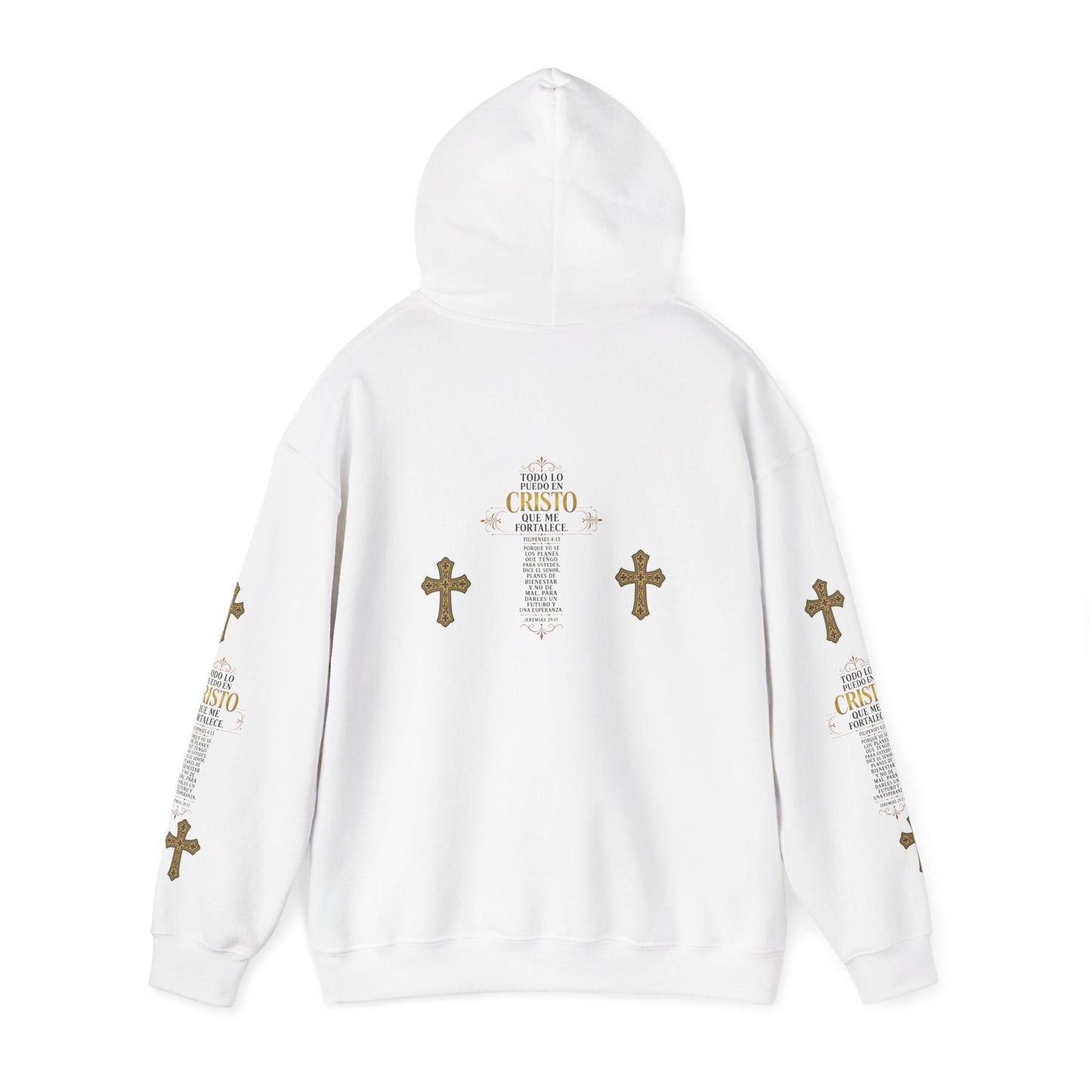 Religious Cross Graphic Hoodie — Inspirational Scripture Print