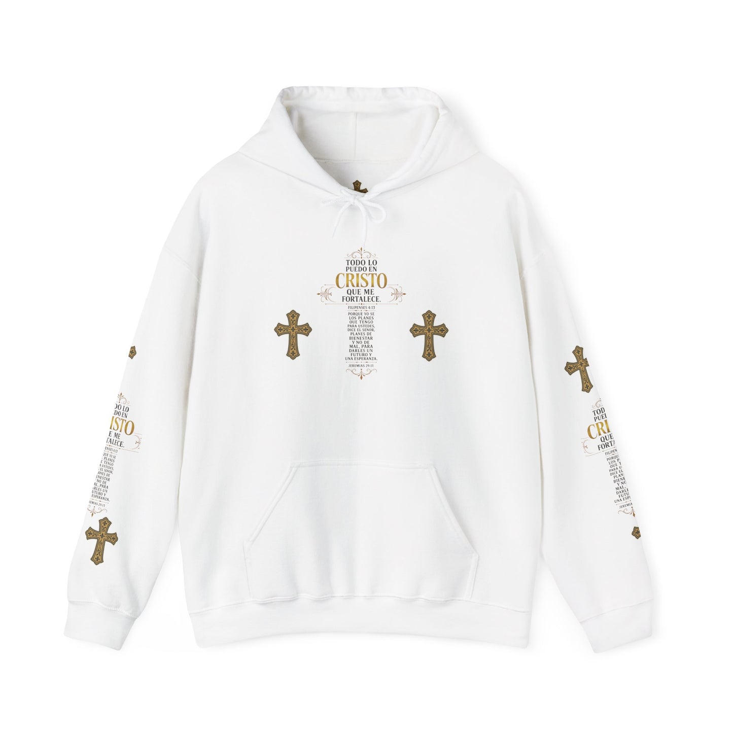 Religious Cross Graphic Hoodie — Inspirational Scripture Print