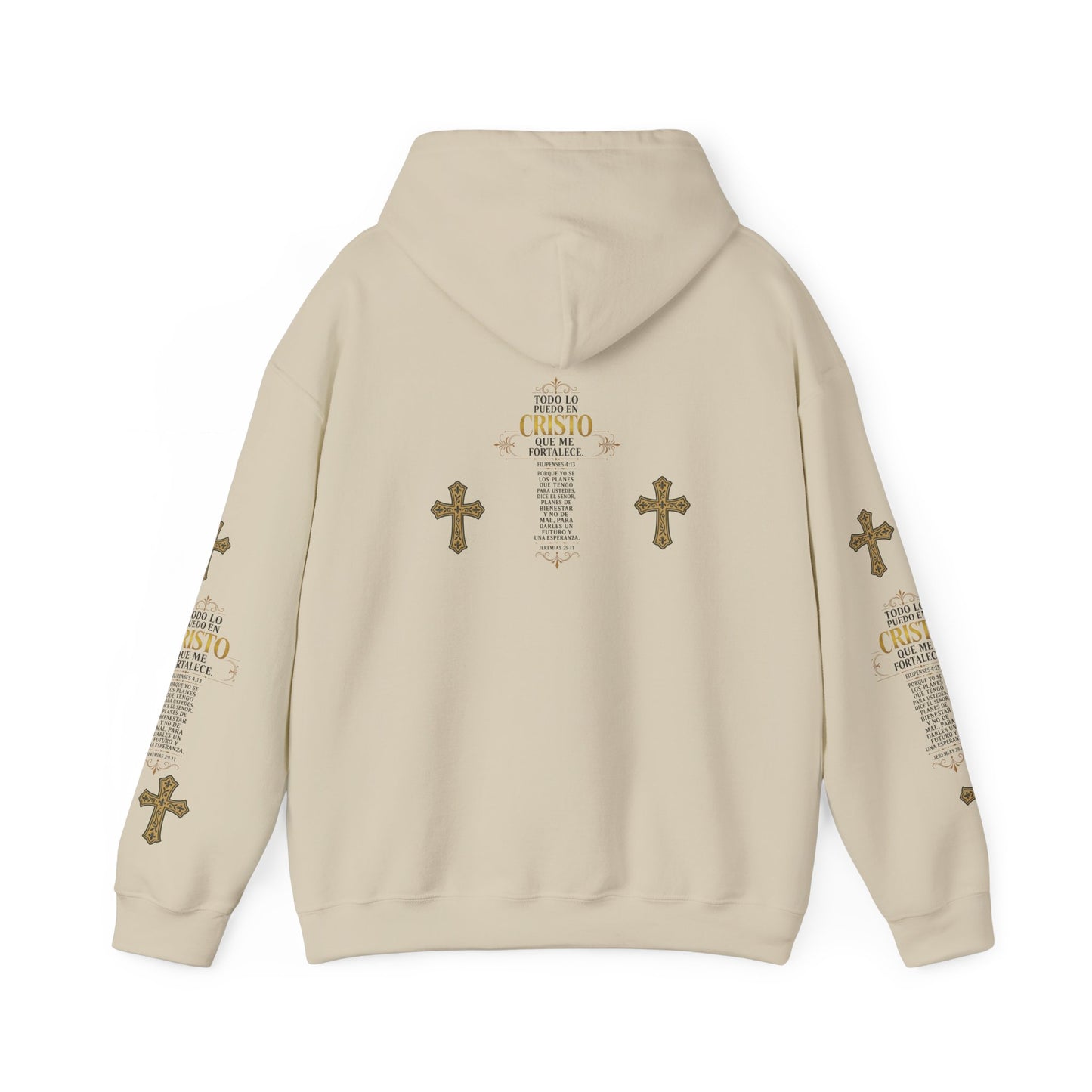 Religious Cross Graphic Hoodie — Inspirational Scripture Print