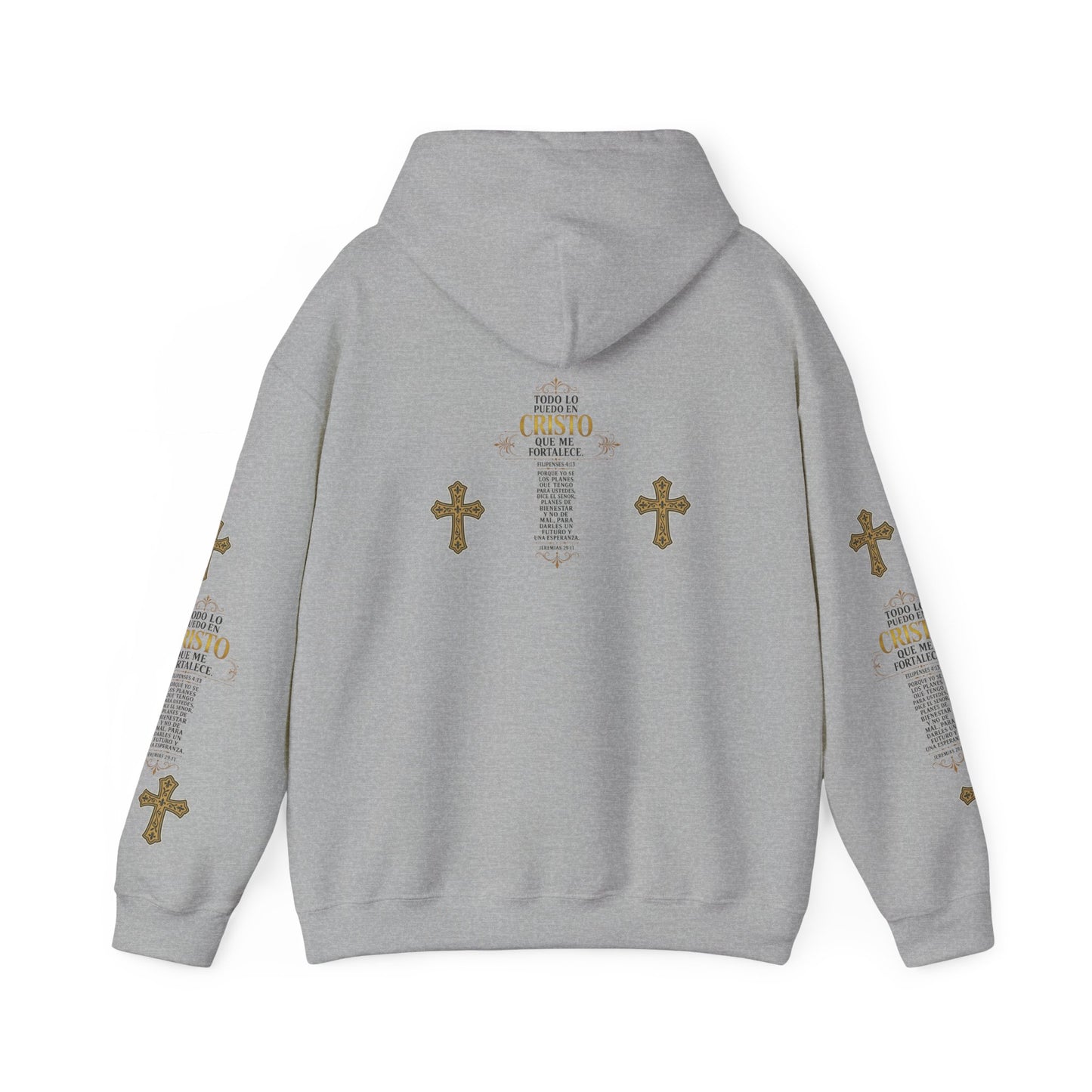 Religious Cross Graphic Hoodie — Inspirational Scripture Print