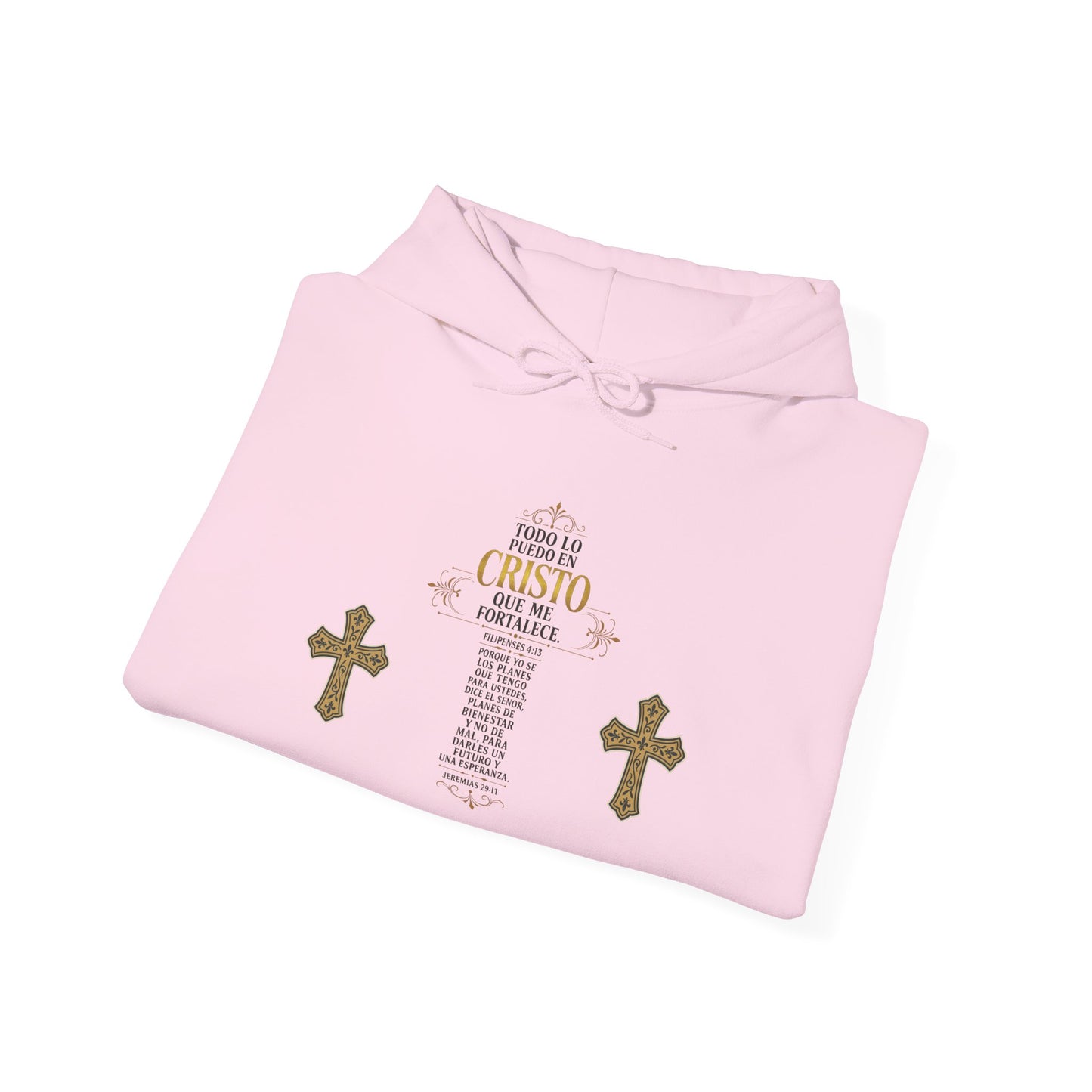 Religious Cross Graphic Hoodie — Inspirational Scripture Print