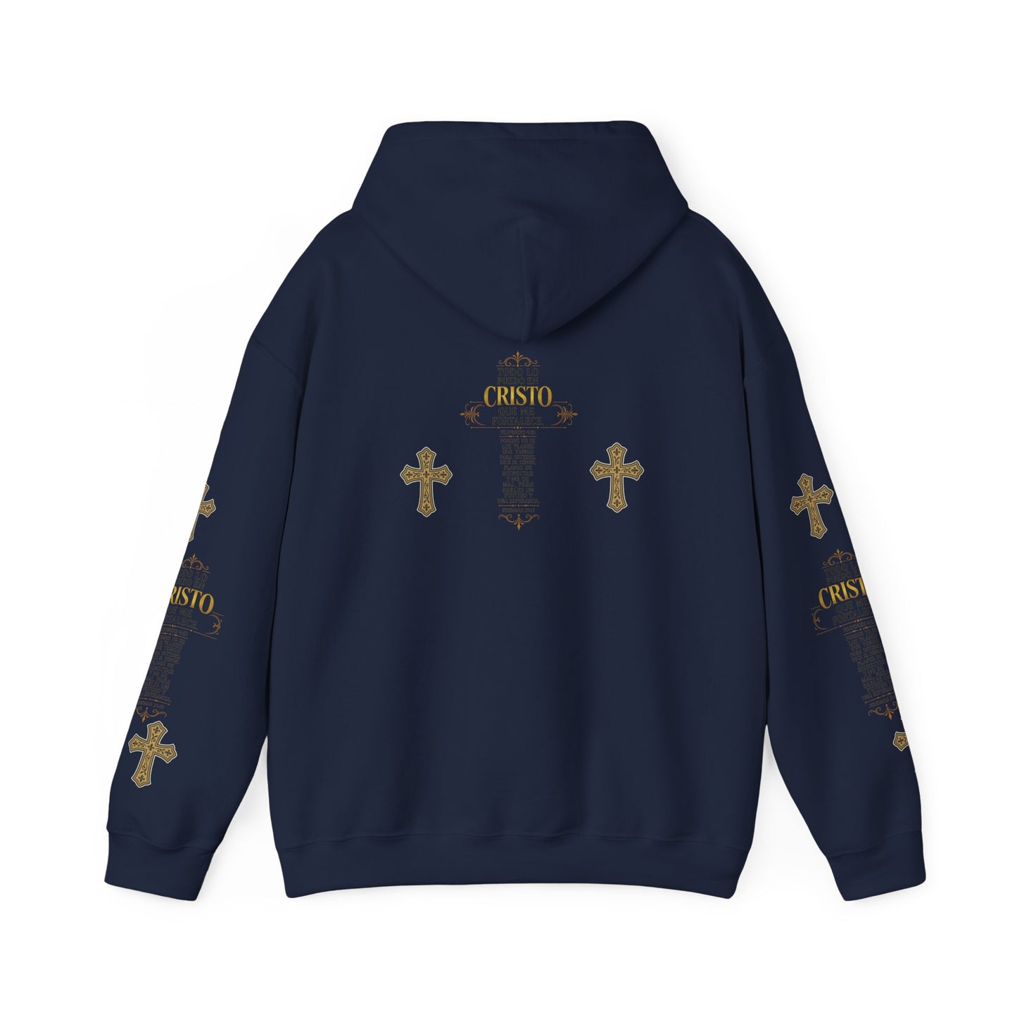 Religious Cross Graphic Hoodie — Inspirational Scripture Print